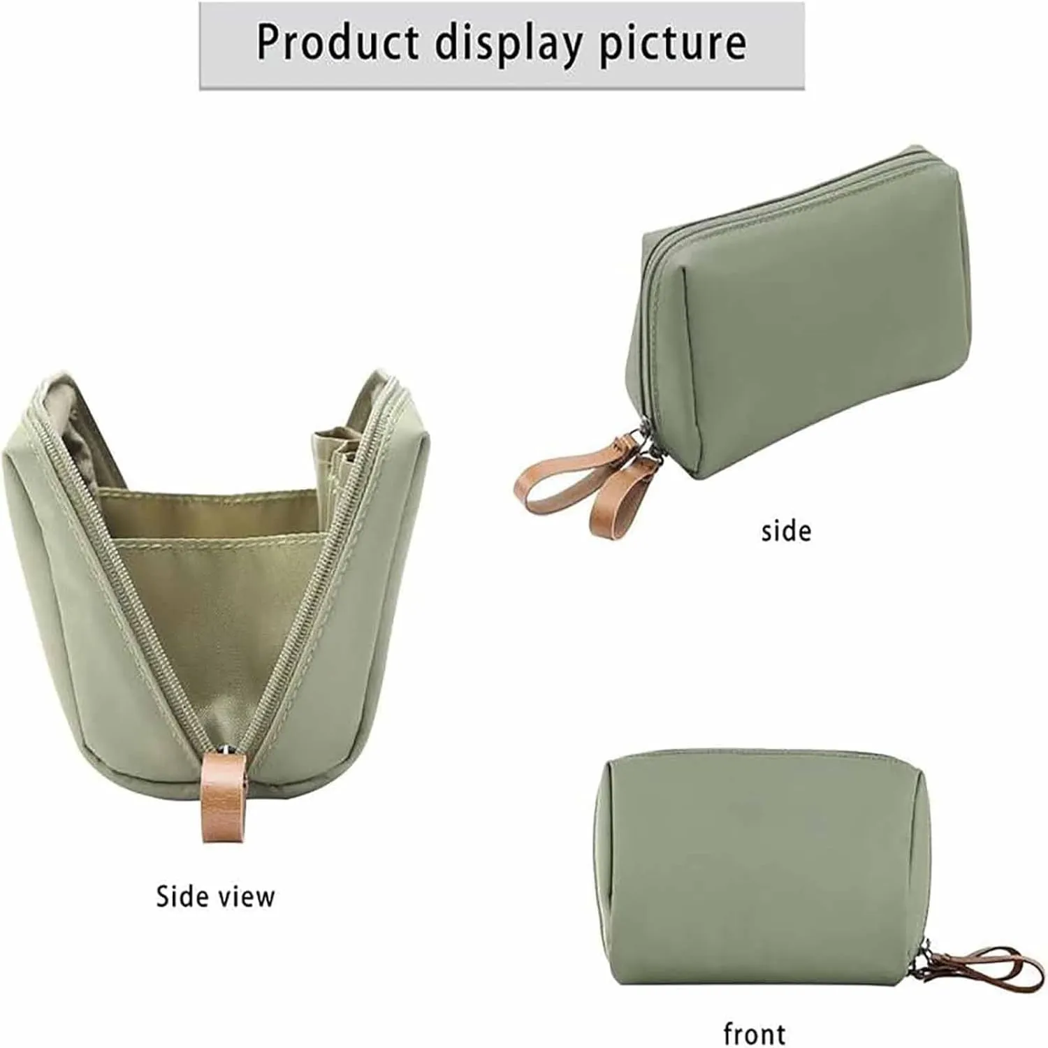 Strealinem Travel Makeup Pouch for Women, Strealinem Women's Storage Bag, Streamlined Simple Travel Cosmetic Bag, Lipstick Mini Cosmetic Bag with Compartments (Khaki)