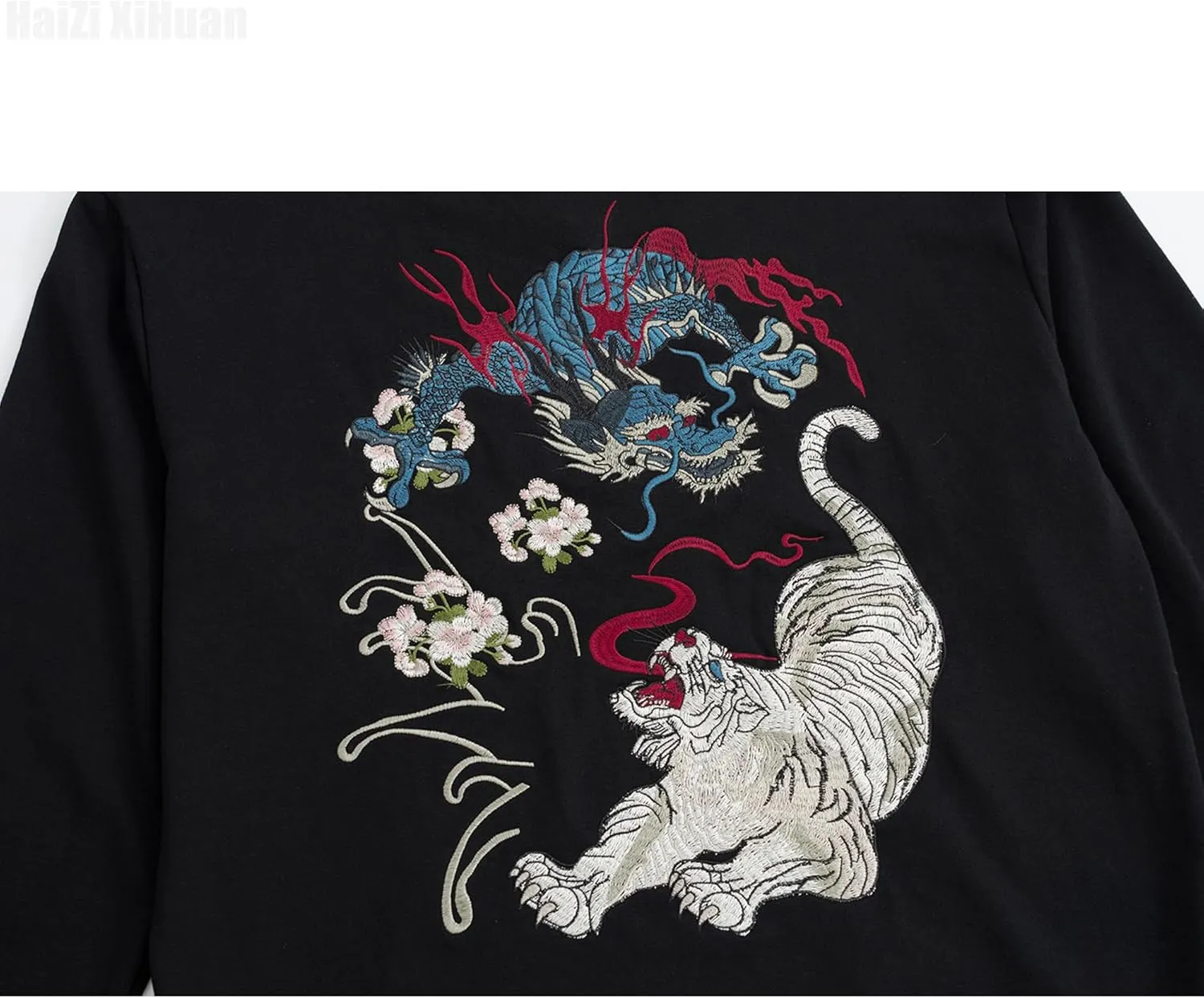 Streetwear Men's Dragon Embroidered Heavyweight Graphic Hoodies Japanese Techwear baggy Anime Hoodie