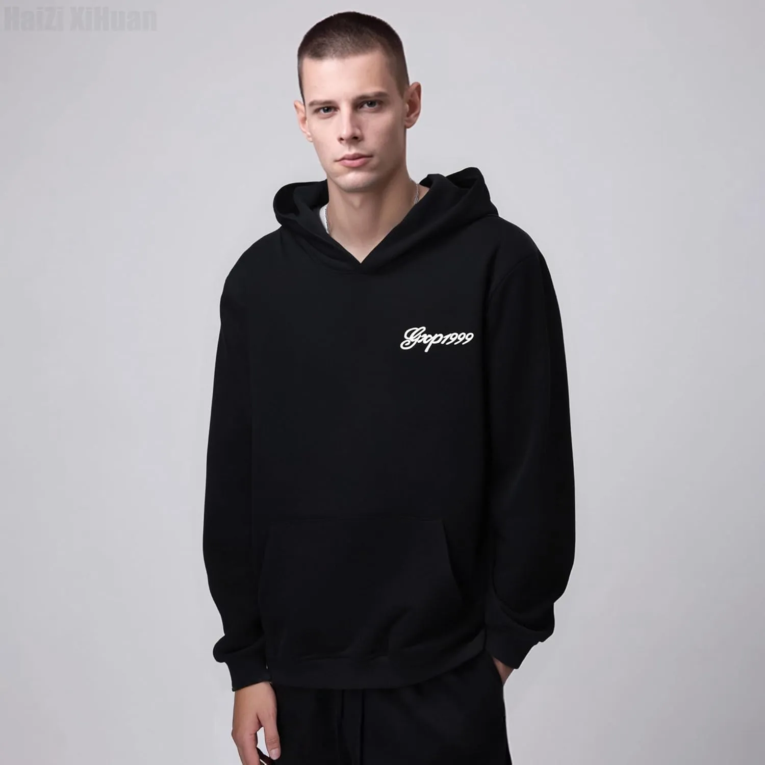 Streetwear Men's Dragon Embroidered Heavyweight Graphic Hoodies Japanese Techwear baggy Anime Hoodie