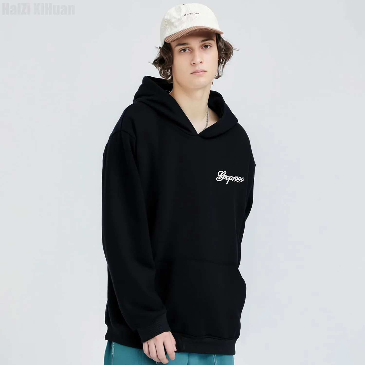 Streetwear Men's Dragon Embroidered Heavyweight Graphic Hoodies Japanese Techwear baggy Anime Hoodie