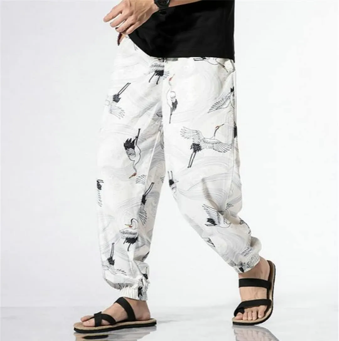 Streetwear Men's Harem Pants Harajuku Style Printing Woman Trousers Drawstring Sweatpants