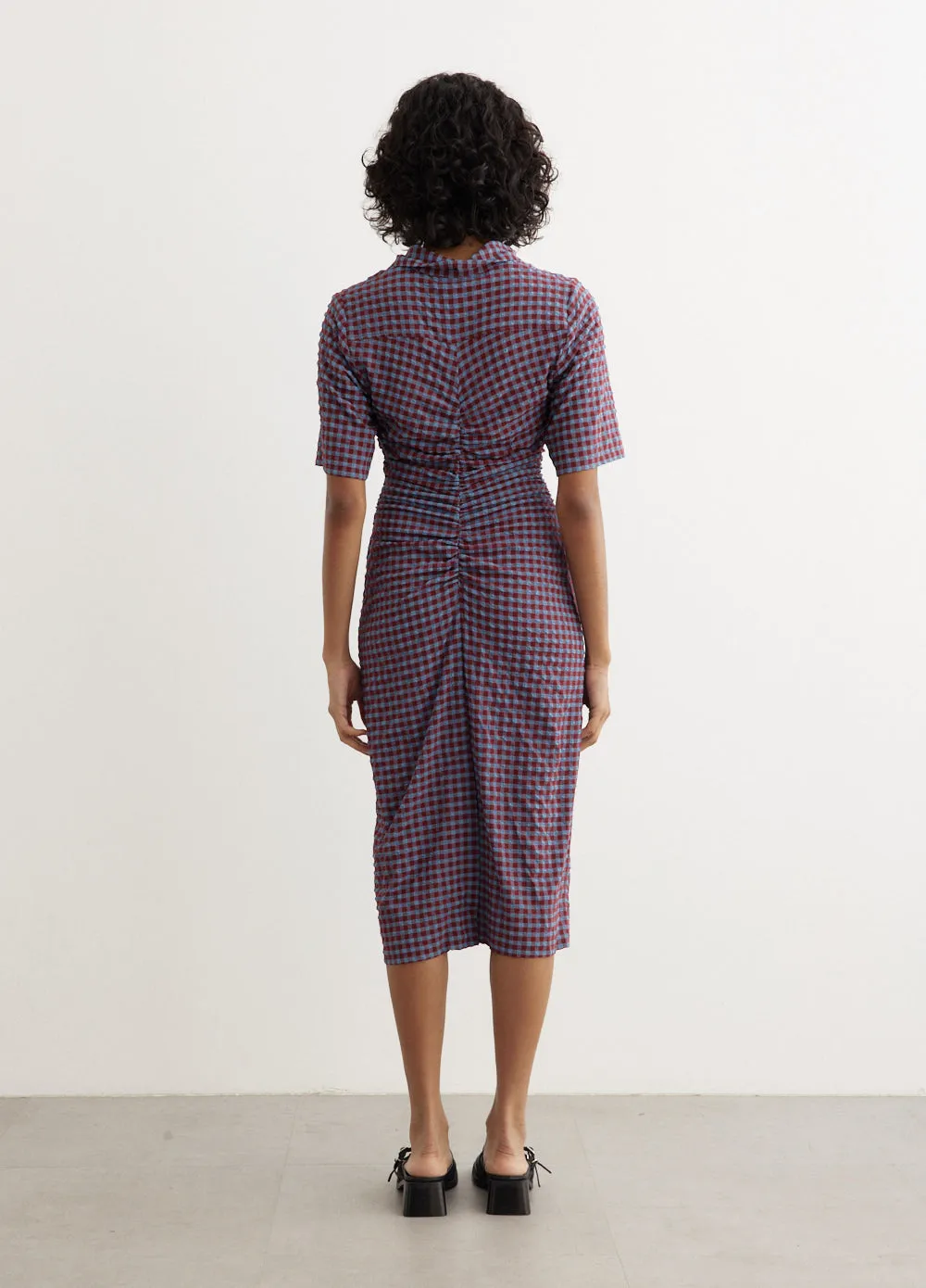 Stretch Seersucker Fitted Dress