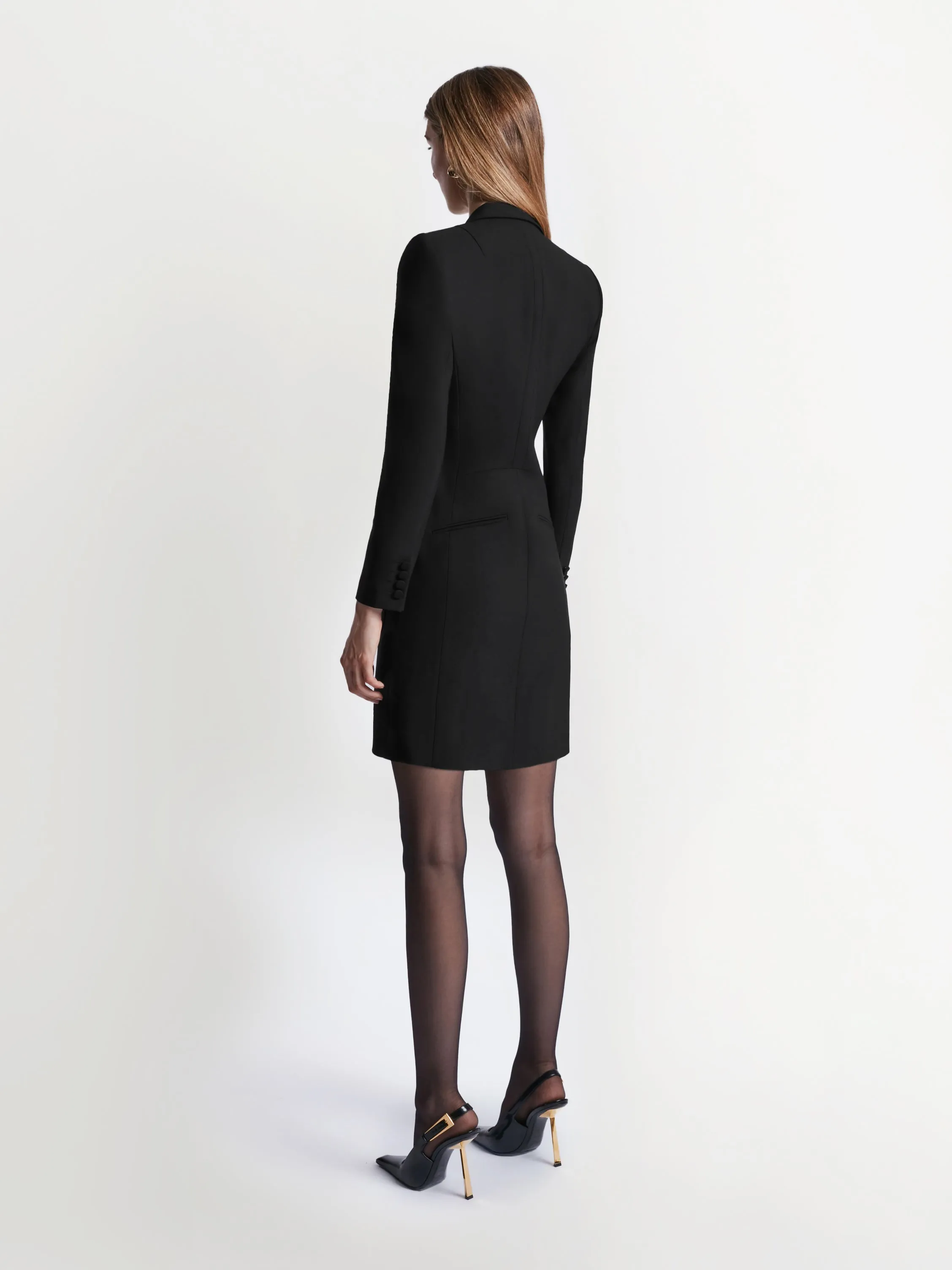 Stretch wool tuxedo dress
