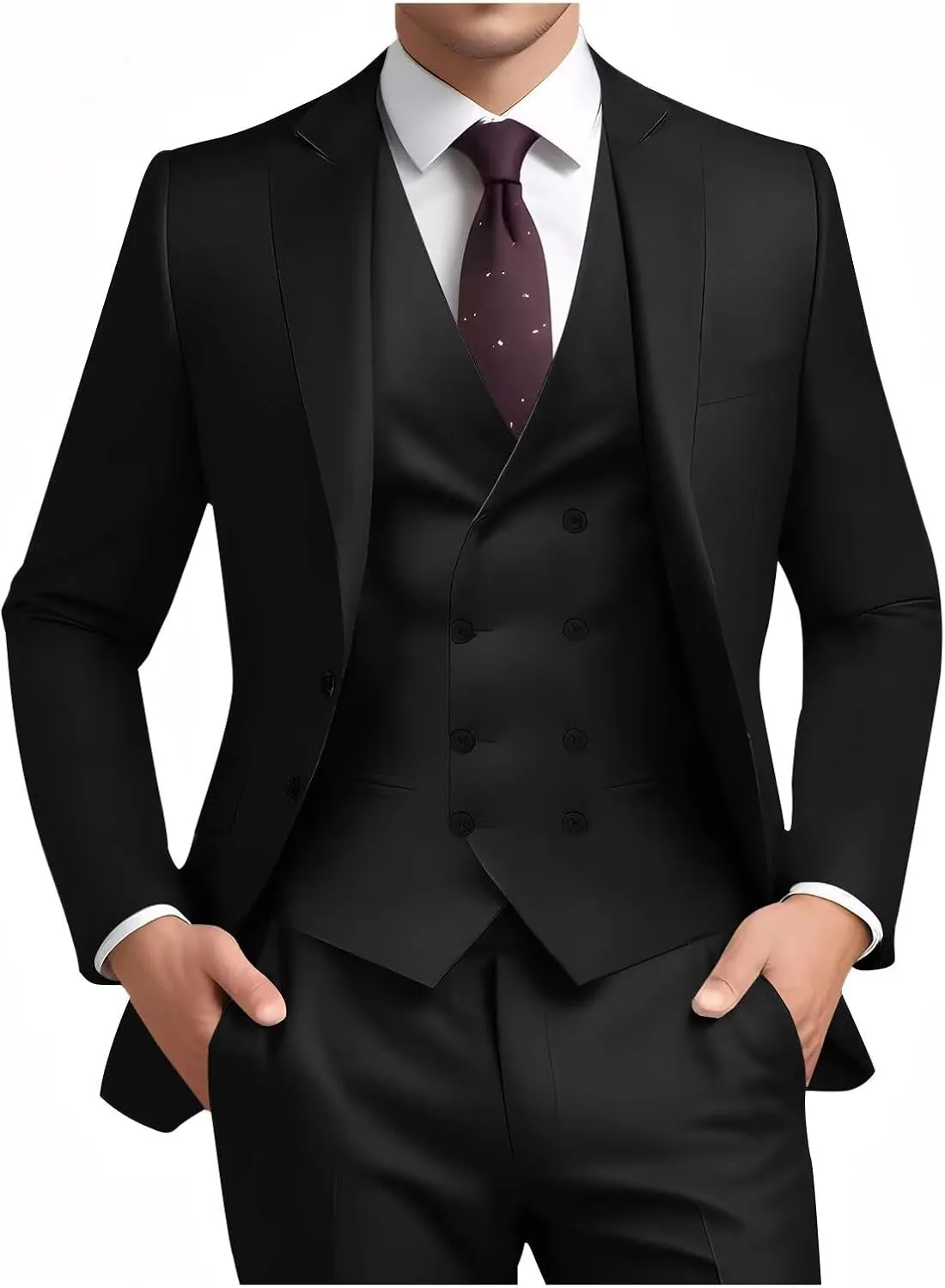 Suit for Men Wedding Slim Fit 3 Piece Set Blazer Jacket Vest Pants Tuxedo Suits for Groomsmen Business Prom Party Sport Coat
