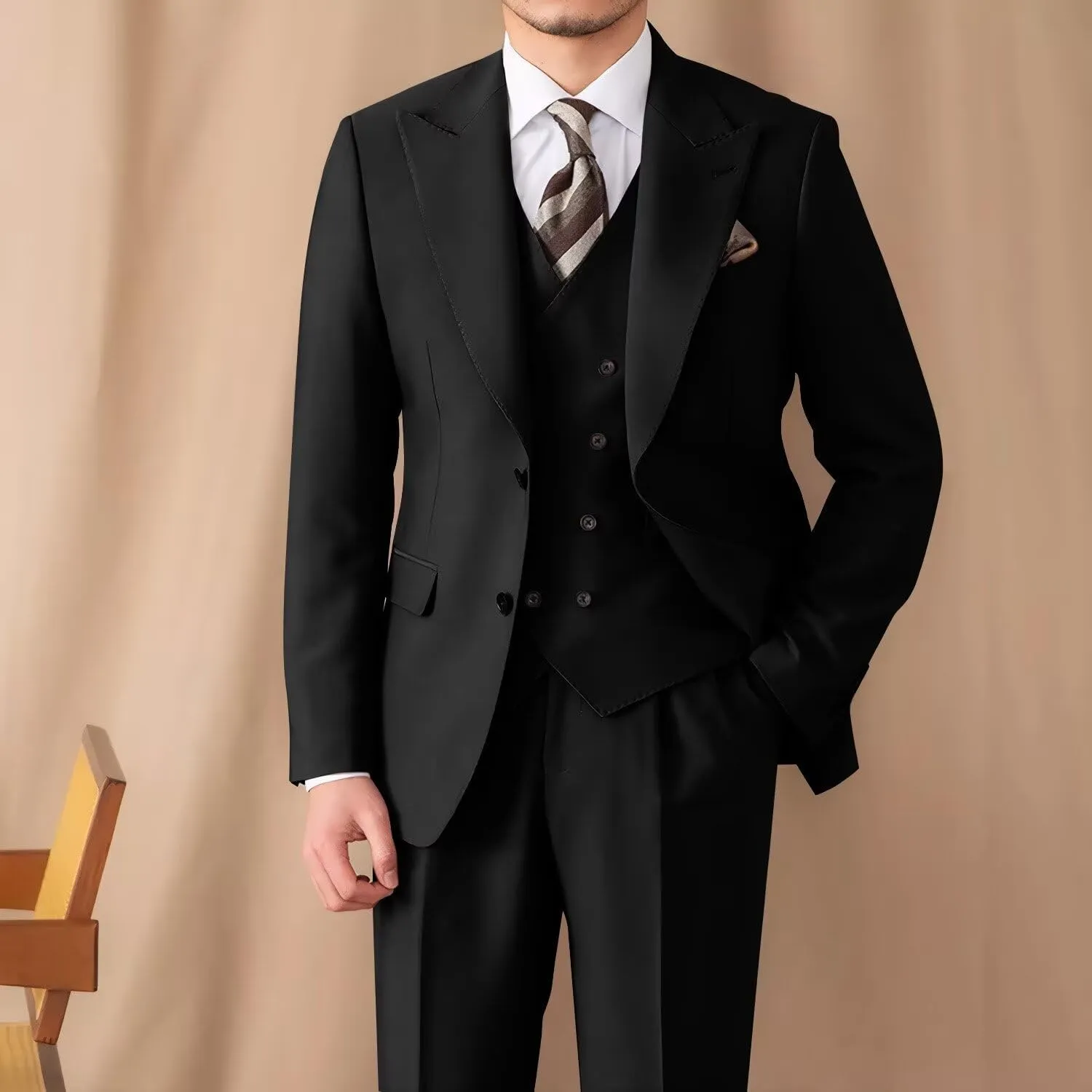 Suit for Men Wedding Slim Fit 3 Piece Set Blazer Jacket Vest Pants Tuxedo Suits for Groomsmen Business Prom Party Sport Coat
