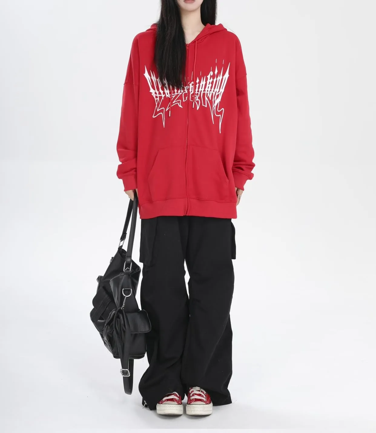 Sumleno Devil Horn Zip Up Hoodie Women Y2K Clothing Oversized Emo Alt Hooded Sweatshirt Punk Goth Aesthetic Grunge Pullover