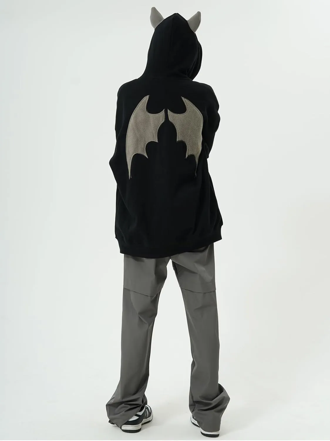 Sumleno Devil Horn Zip Up Hoodie Women Y2K Clothing Oversized Emo Alt Hooded Sweatshirt Punk Goth Aesthetic Grunge Pullover