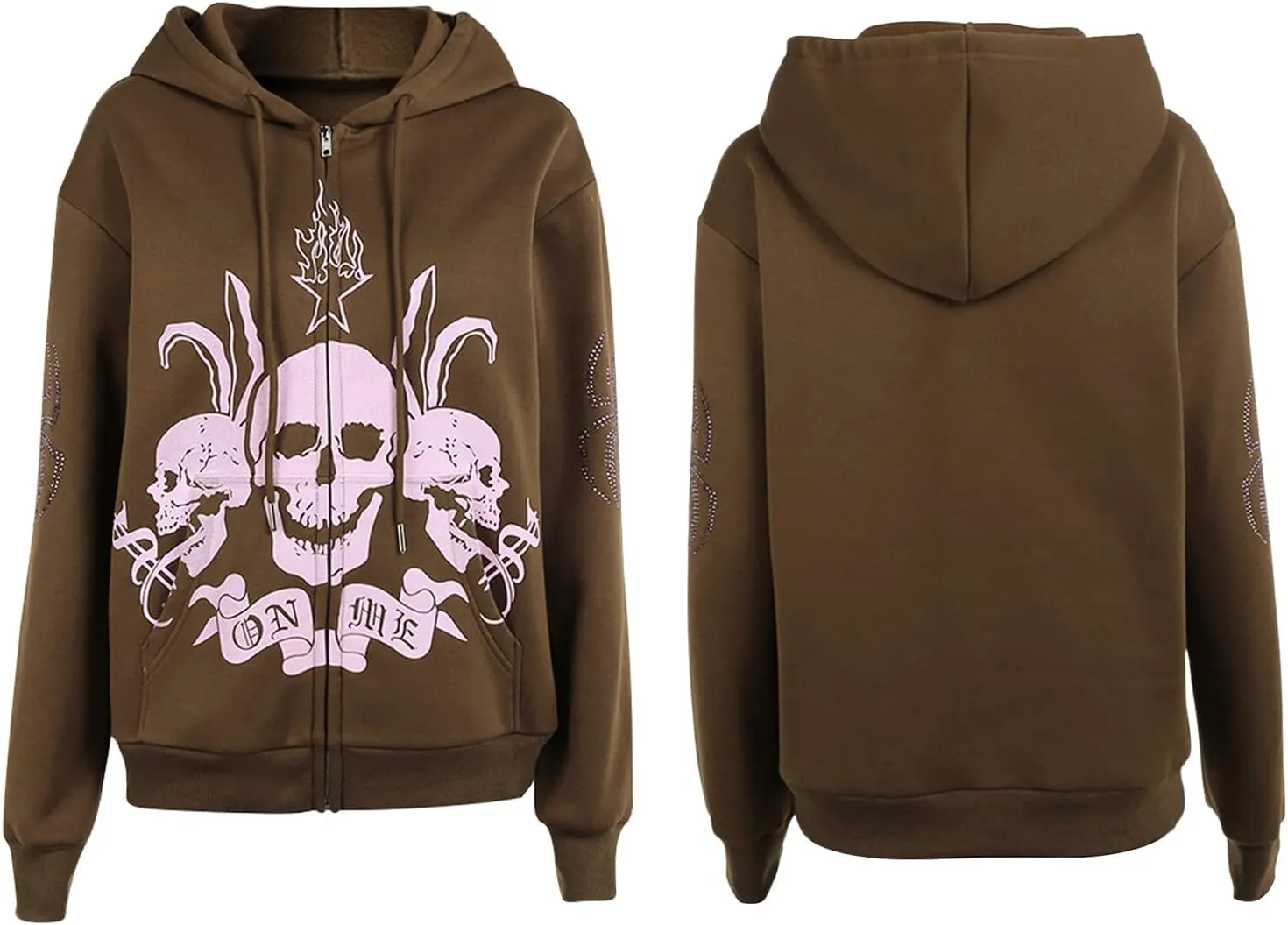Sumleno Fairy Grunge Clothes Alt Emo Clothing Y2k Zip Up Hoodie Oversized Hooded Sweatshirt Harajuku Aesthetic Jacket