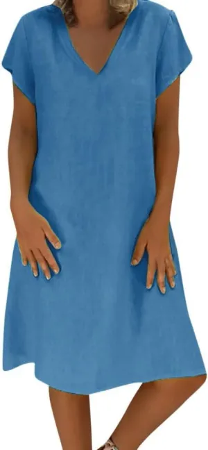 Summer Casual T Shirt Dresses for Women 2024 Plus Size Ladies Dress Womens Slim Dresses 2024 Cotton Linen Dresses