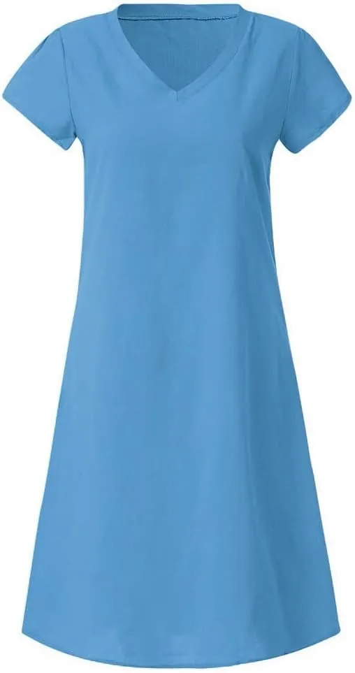 Summer Casual T Shirt Dresses for Women 2024 Plus Size Ladies Dress Womens Slim Dresses 2024 Cotton Linen Dresses