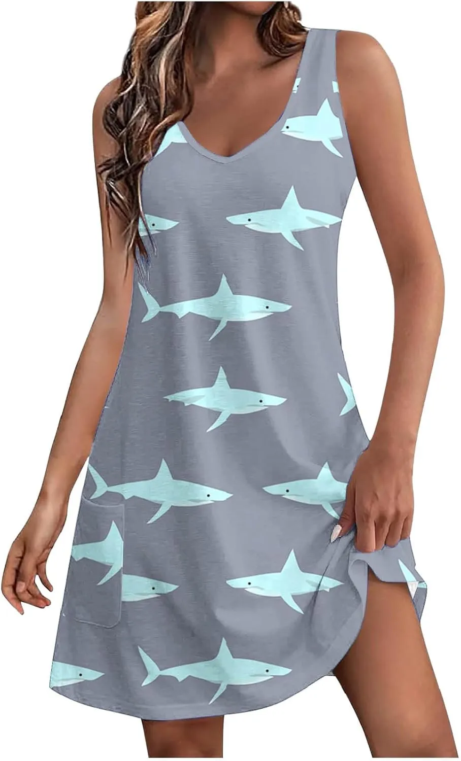 Summer Dresses 2025 Women Casual V Neck Sleeveless Sundresses Hawaiian Tank Dress Boho Beach Dresses Swimsuit Coverup