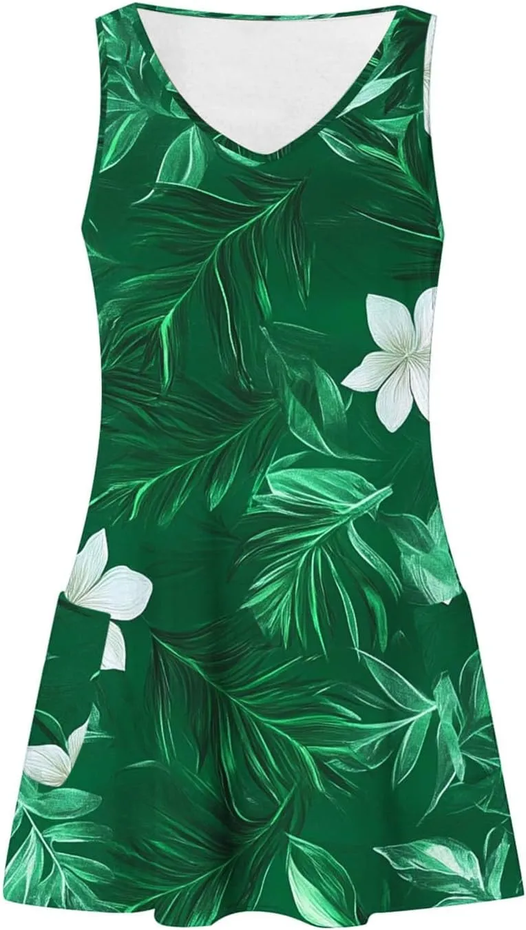 Summer Dresses 2025 Women Casual V Neck Sleeveless Sundresses Hawaiian Tank Dress Boho Beach Dresses Swimsuit Coverup