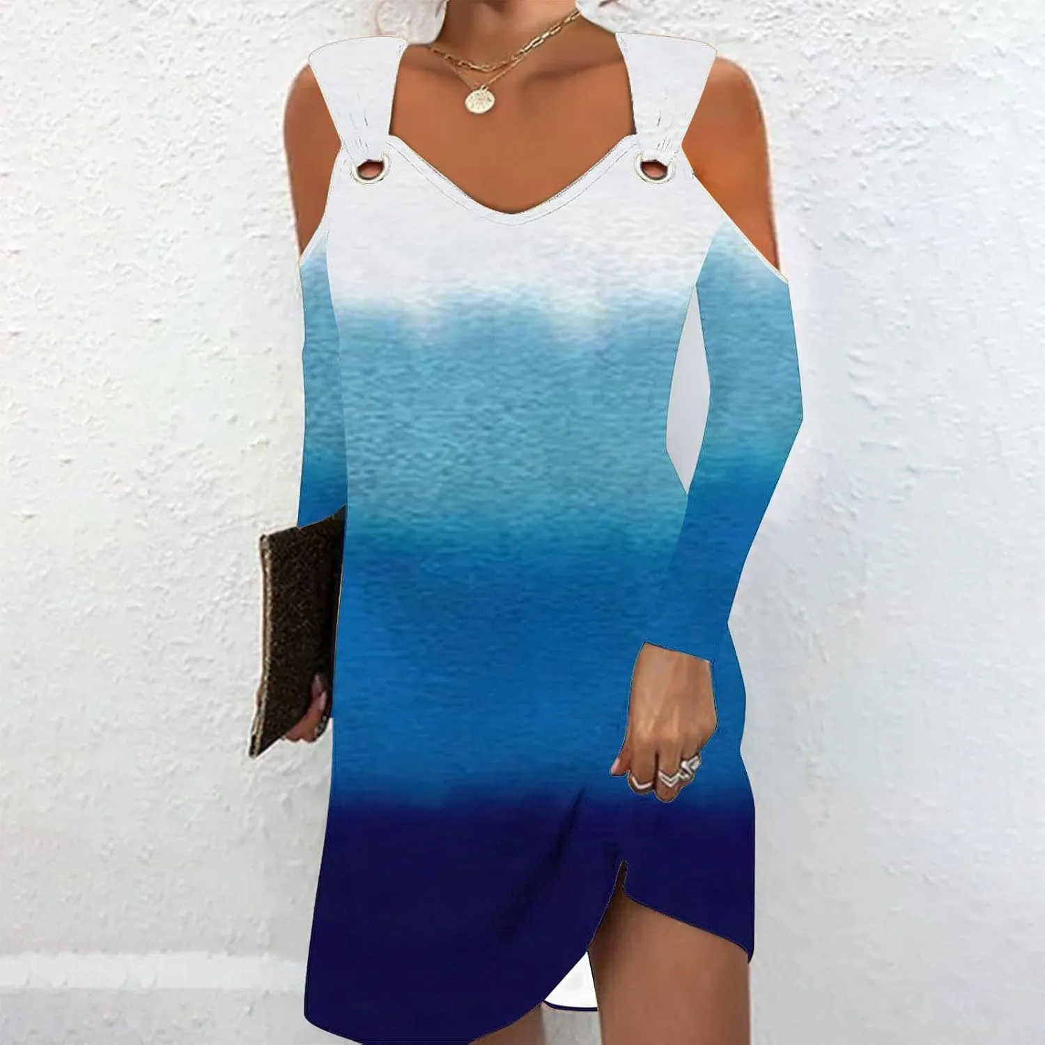 Summer Dresses for Women 2024 Sleeveless midi Dress for Women Cami Flowy Dresses Crew Neck Cold Shoulder Sundresses