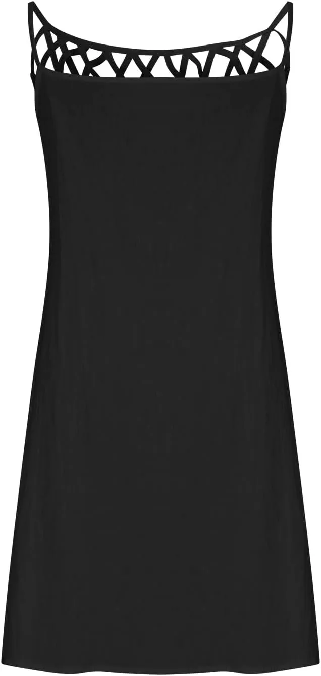 Summer Dresses for Women 2025 Casual Trendy Hollow Out Halter Neck A-line Sundress Beach Vacation Outfits Midi Dress