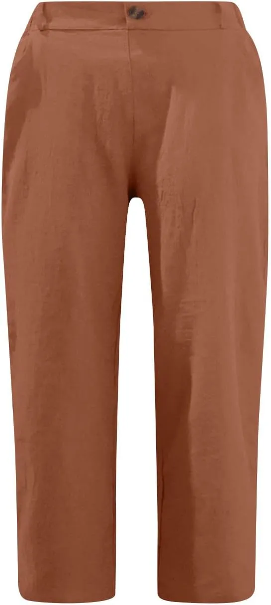 Summer Knee Length Pants for Women Vacation Cropped Trouser Beach Casual Capri Pants Trendy Beachwear Capris Clothes
