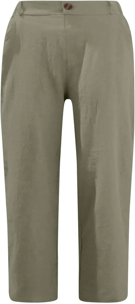 Summer Knee Length Pants for Women Vacation Cropped Trouser Beach Casual Capri Pants Trendy Beachwear Capris Clothes