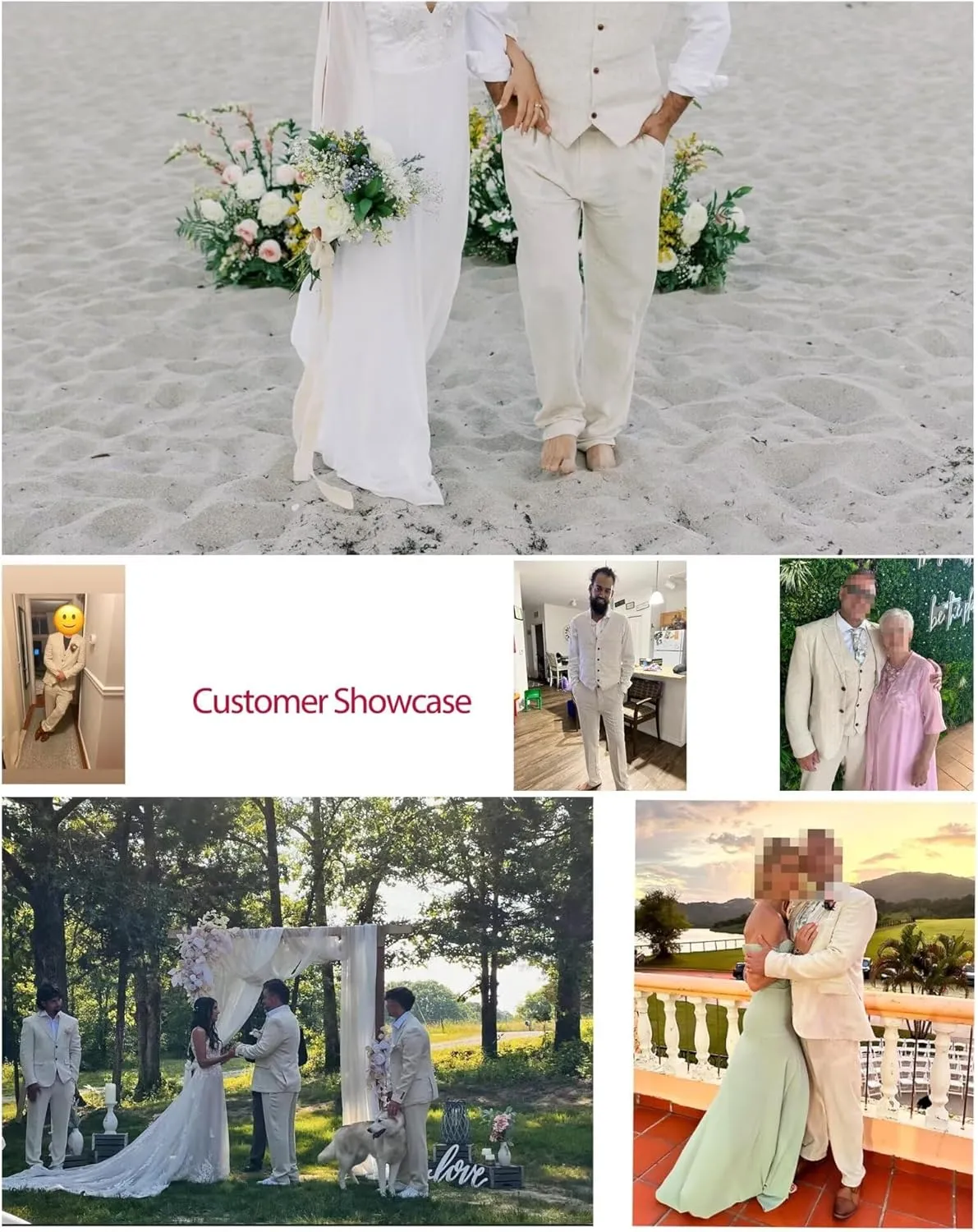 Summer Linen Men's Suit Slim Fit 2 Piece Set Vest Pants Men Suit Casual Breathable for Wedding Groom Prom Party Formal