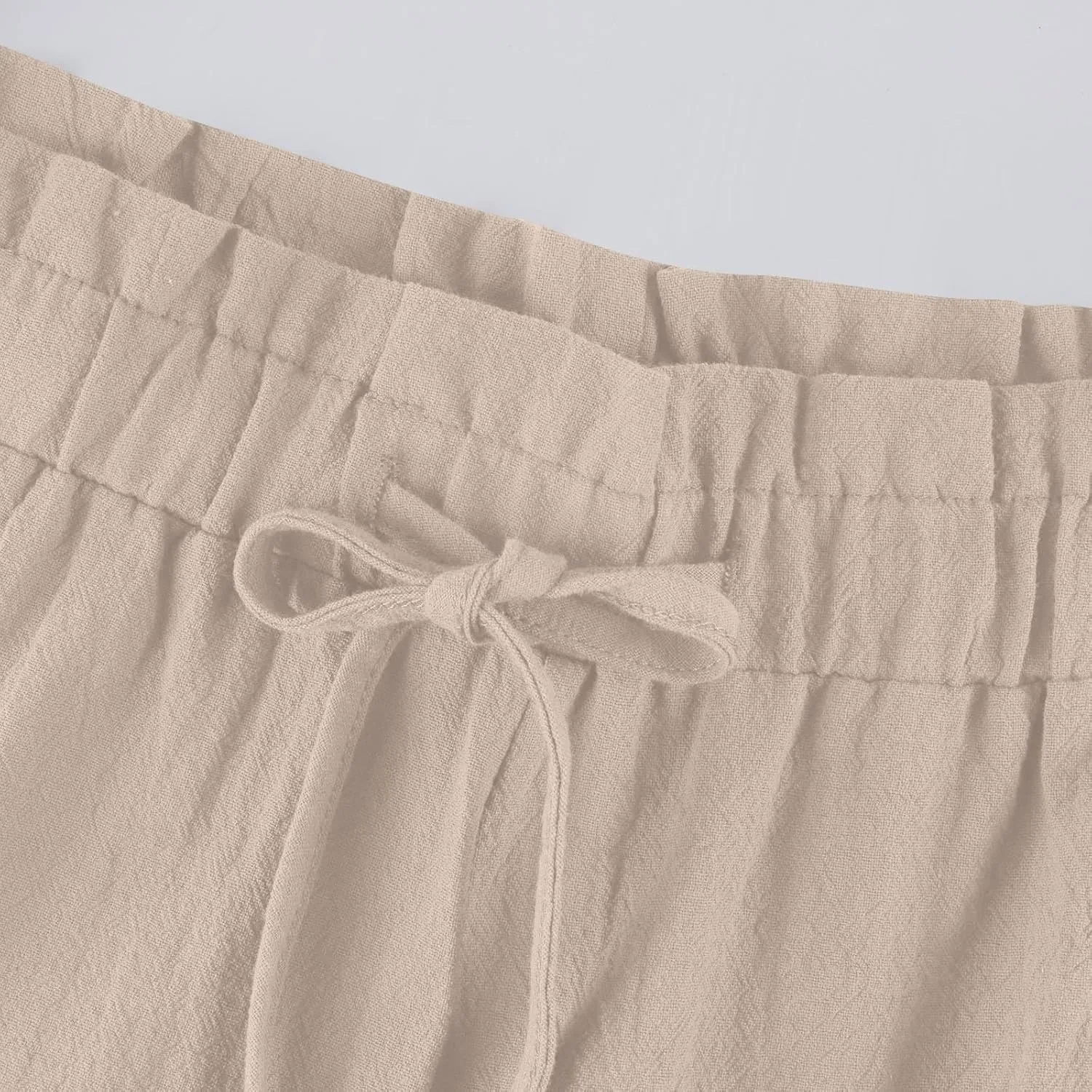 Summer Linen Pants for Women 2025 High Waist Elastic Straight Leg Palazzo Pant Lightweight Flowy Beach Trousers