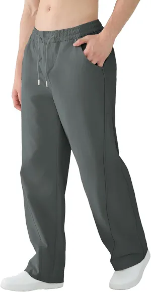 Susclude Mens Baggy Pants Wide Leg Summer Casual Pants Y2k Lightweight Elastic Waist Drawstring 2025 Trendy Pants