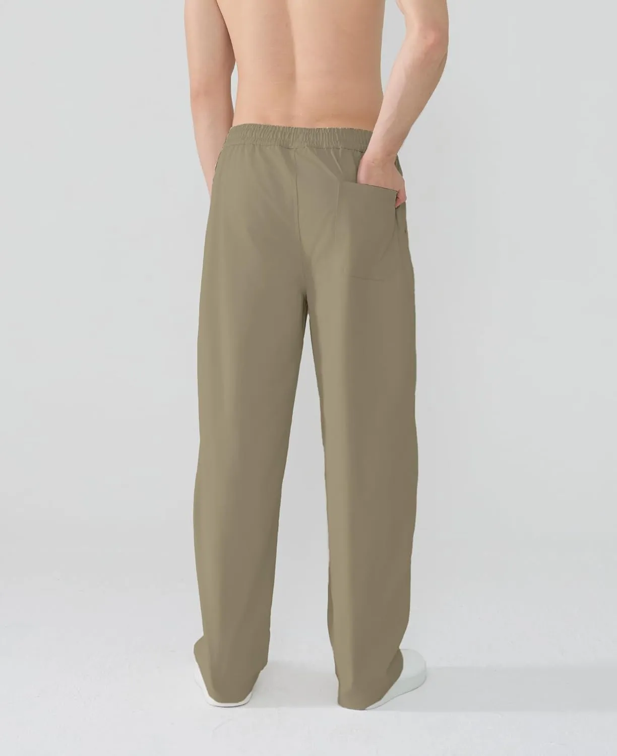 Susclude Mens Baggy Pants Wide Leg Summer Casual Pants Y2k Lightweight Elastic Waist Drawstring 2025 Trendy Pants