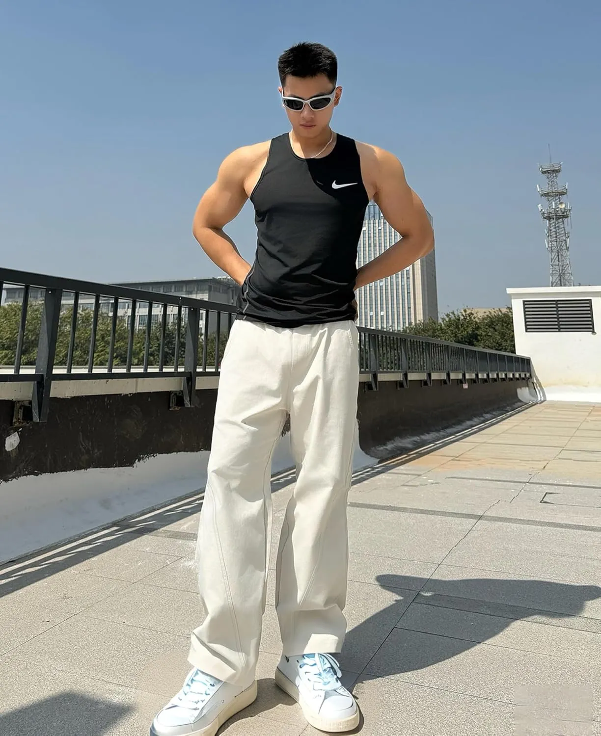 Susclude Mens Baggy Pants Wide Leg Summer Casual Pants Y2k Lightweight Elastic Waist Drawstring 2025 Trendy Pants