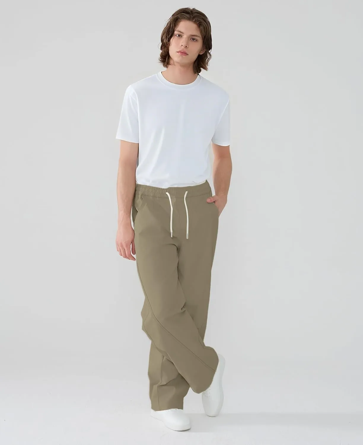 Susclude Mens Baggy Pants Wide Leg Summer Casual Pants Y2k Lightweight Elastic Waist Drawstring 2025 Trendy Pants