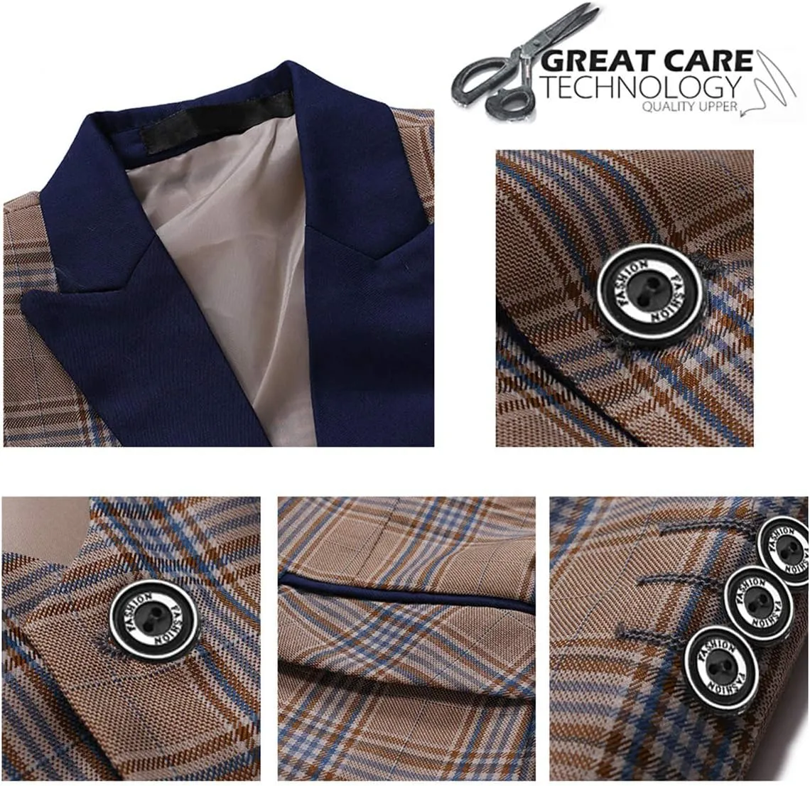SWOTGdoby Boys Suits 3 Piece Slim Fit Check Plaid Kids Tuxedo Suits for Boys Formal Dress Blazer Jacket Pants Vest Wedding