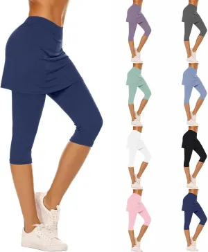 Tennis Skirts for Women Yoga Golf Pants Skorts Womens Capri Leggings with Pockets Skirted Gym Legging with Athletic Skirt