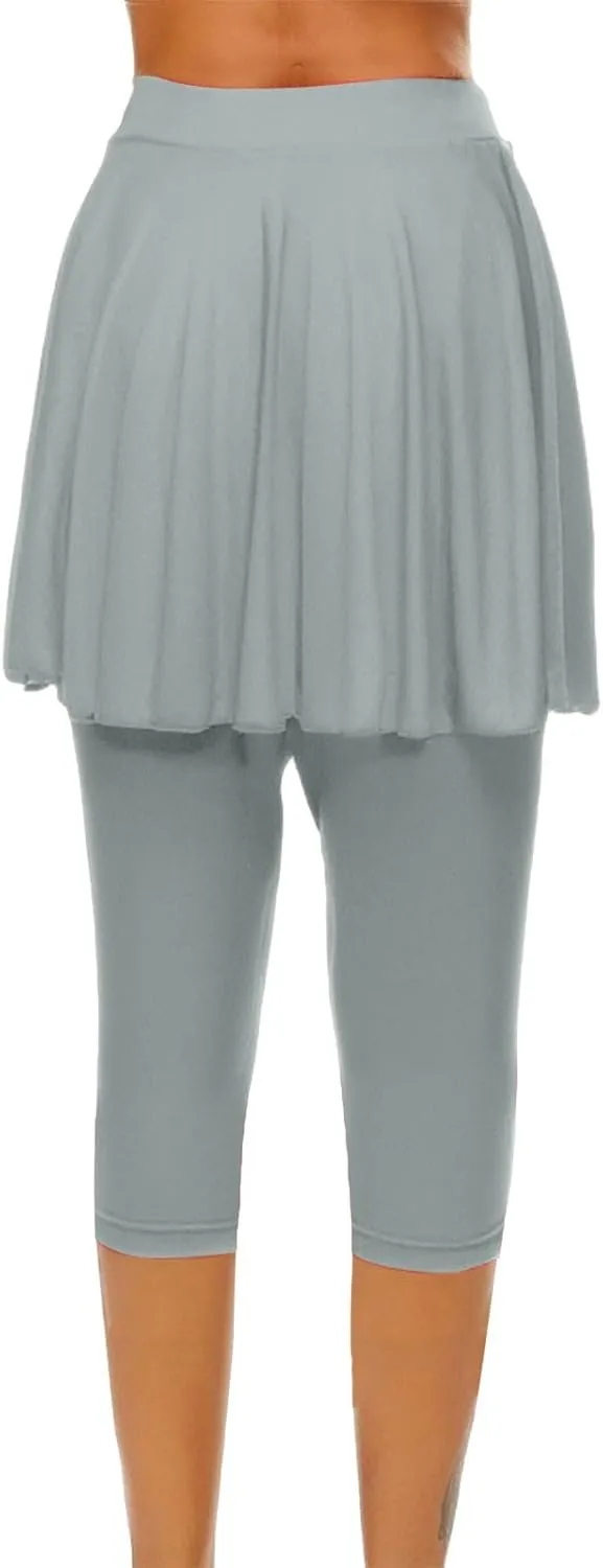 Tennis Skirts for Women Yoga Golf Pants Skorts Womens Capri Leggings with Pockets Skirted Gym Legging with Athletic Skirt
