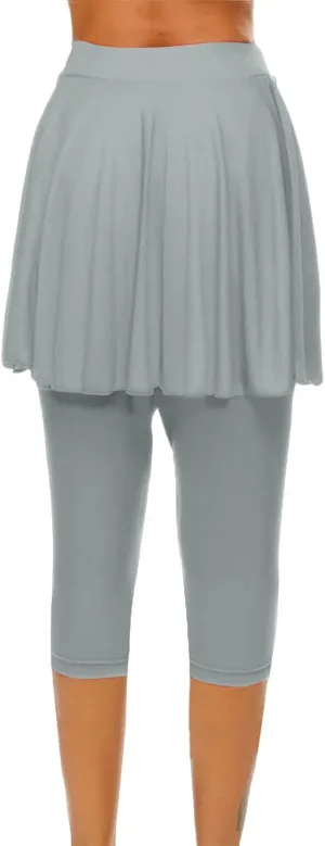 Tennis Skirts for Women Yoga Golf Pants Skorts Womens Capri Leggings with Pockets Skirted Gym Legging with Athletic Skirt