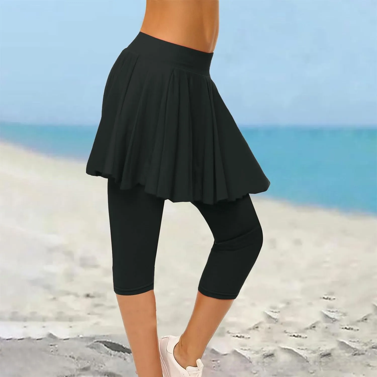 Tennis Skirts for Women Yoga Golf Pants Skorts Womens Capri Leggings with Pockets Skirted Gym Legging with Athletic Skirt
