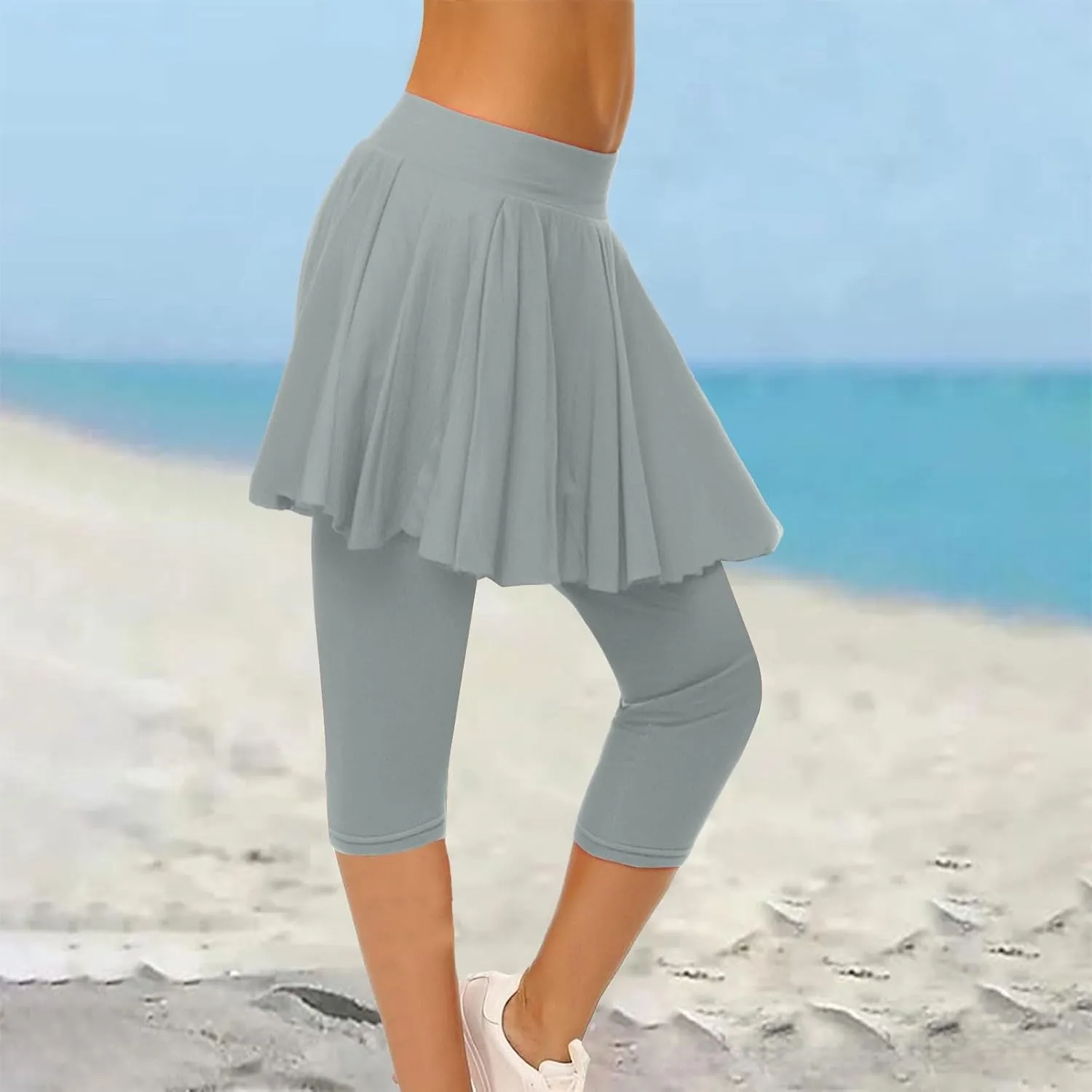 Tennis Skirts for Women Yoga Golf Pants Skorts Womens Capri Leggings with Pockets Skirted Gym Legging with Athletic Skirt