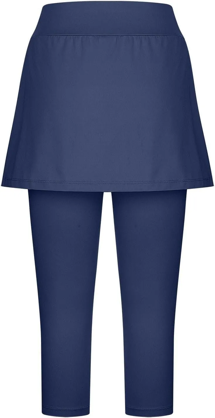 Tennis Skirts for Women Yoga Golf Pants Skorts Womens Capri Leggings with Pockets Skirted Gym Legging with Athletic Skirt
