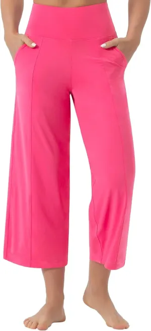 Tmustobe Womens Lounge Yoga Capris Pants Bootleg Tummy Control High Waist Workout Flare Crop Pants with Pockets