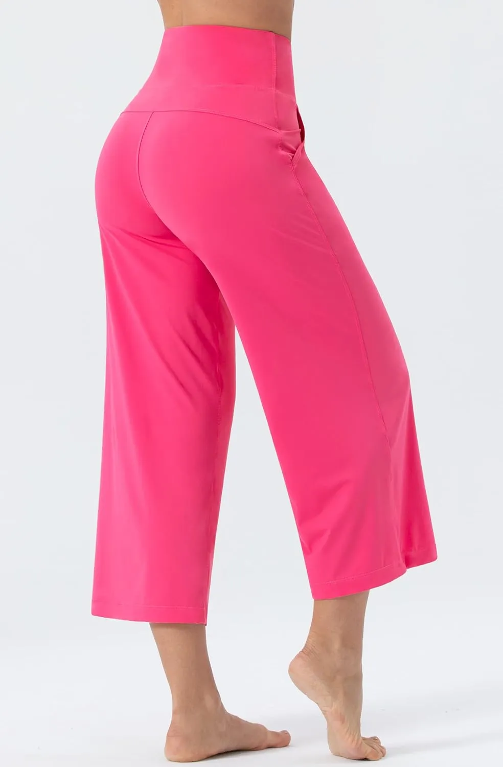 Tmustobe Womens Lounge Yoga Capris Pants Bootleg Tummy Control High Waist Workout Flare Crop Pants with Pockets