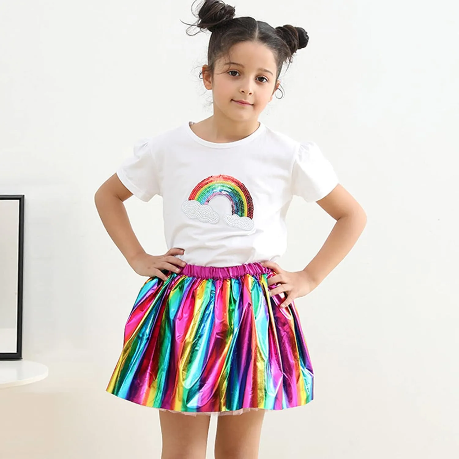 Toddler Girls Baby Birthday Skirt Girl Party Tutu Princess Skirt Kids Rainbow Dress Toddler Christmas Party