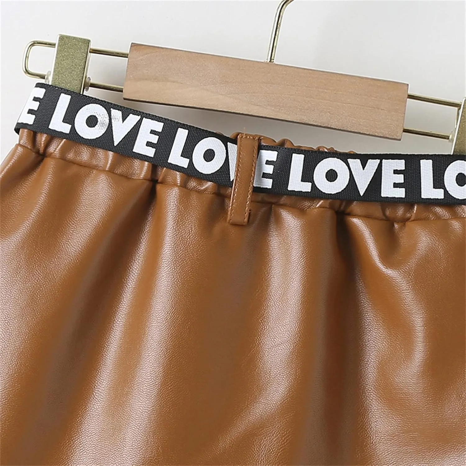 Toddler Girls Faux Leather Skirt Elastic High Waisted PU Leather Short Mini Skirts for Kids Girls Fashion Clothes