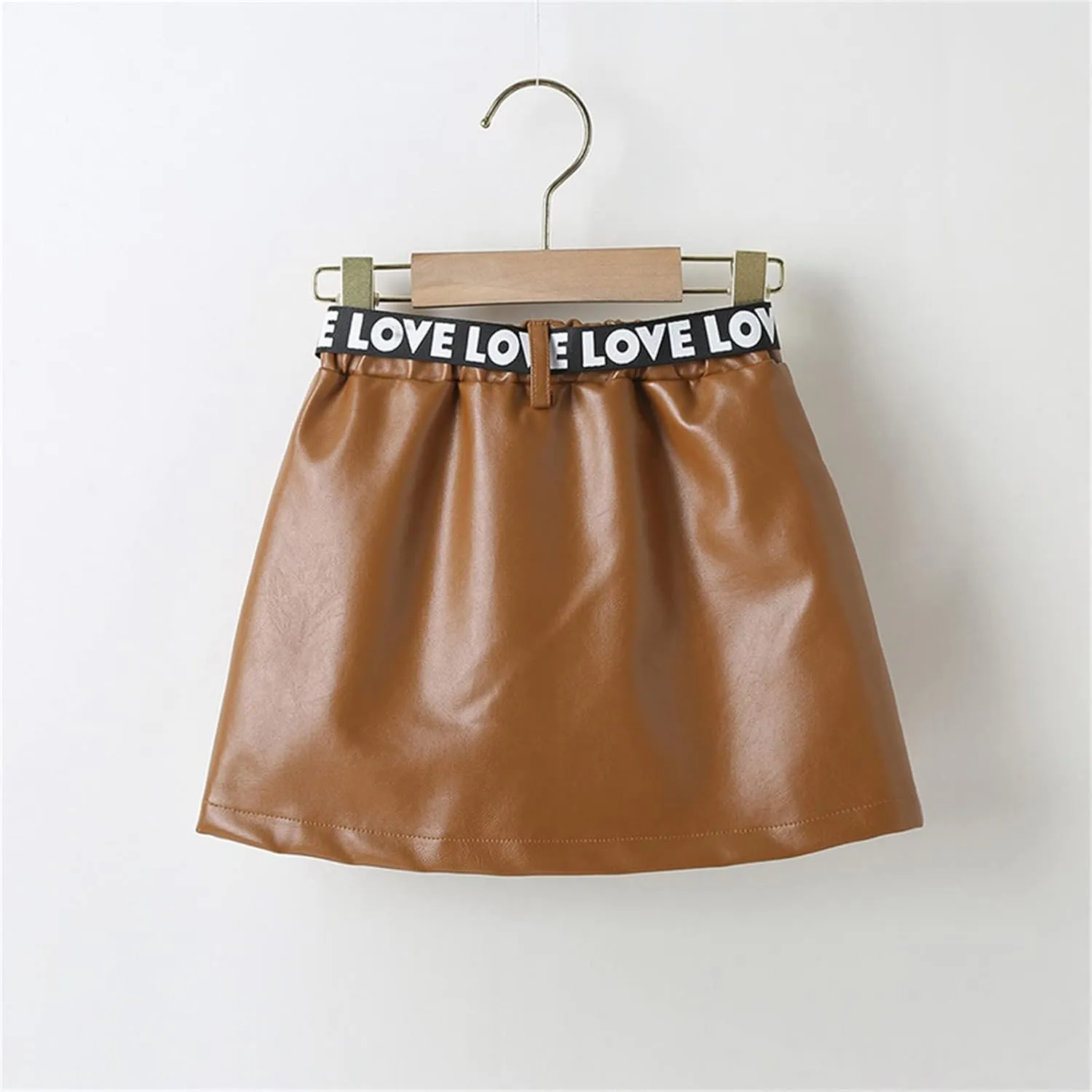 Toddler Girls Faux Leather Skirt Elastic High Waisted PU Leather Short Mini Skirts for Kids Girls Fashion Clothes