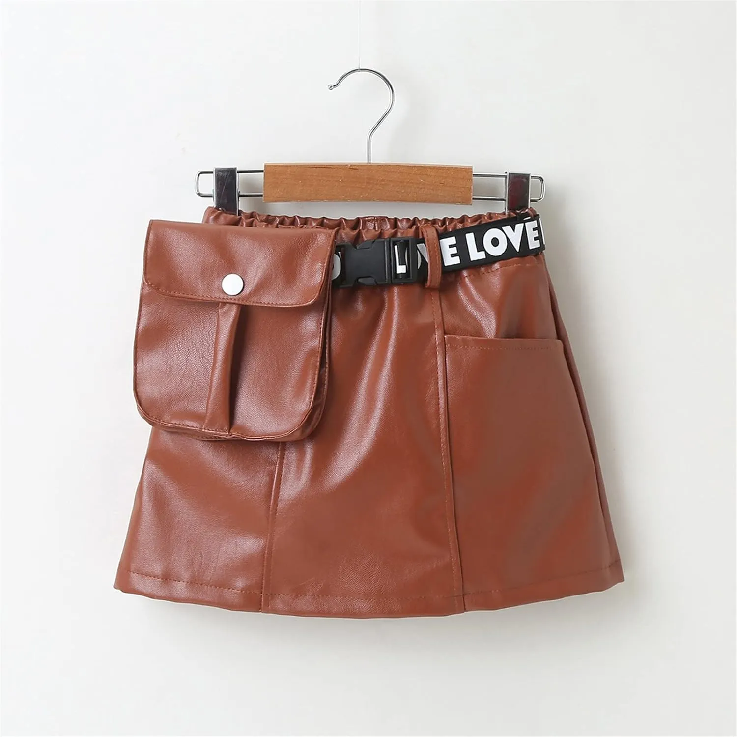 Toddler Girls Faux Leather Skirt Elastic High Waisted PU Leather Short Mini Skirts for Kids Girls Fashion Clothes