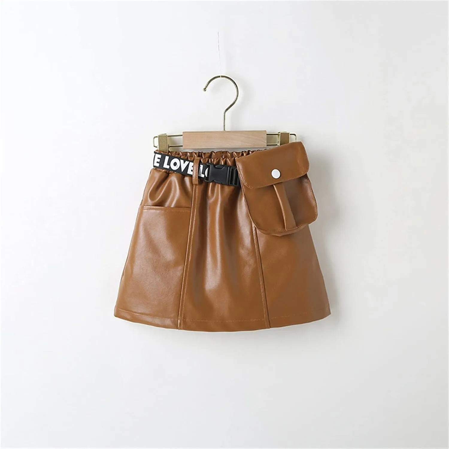 Toddler Girls Faux Leather Skirt Elastic High Waisted PU Leather Short Mini Skirts for Kids Girls Fashion Clothes