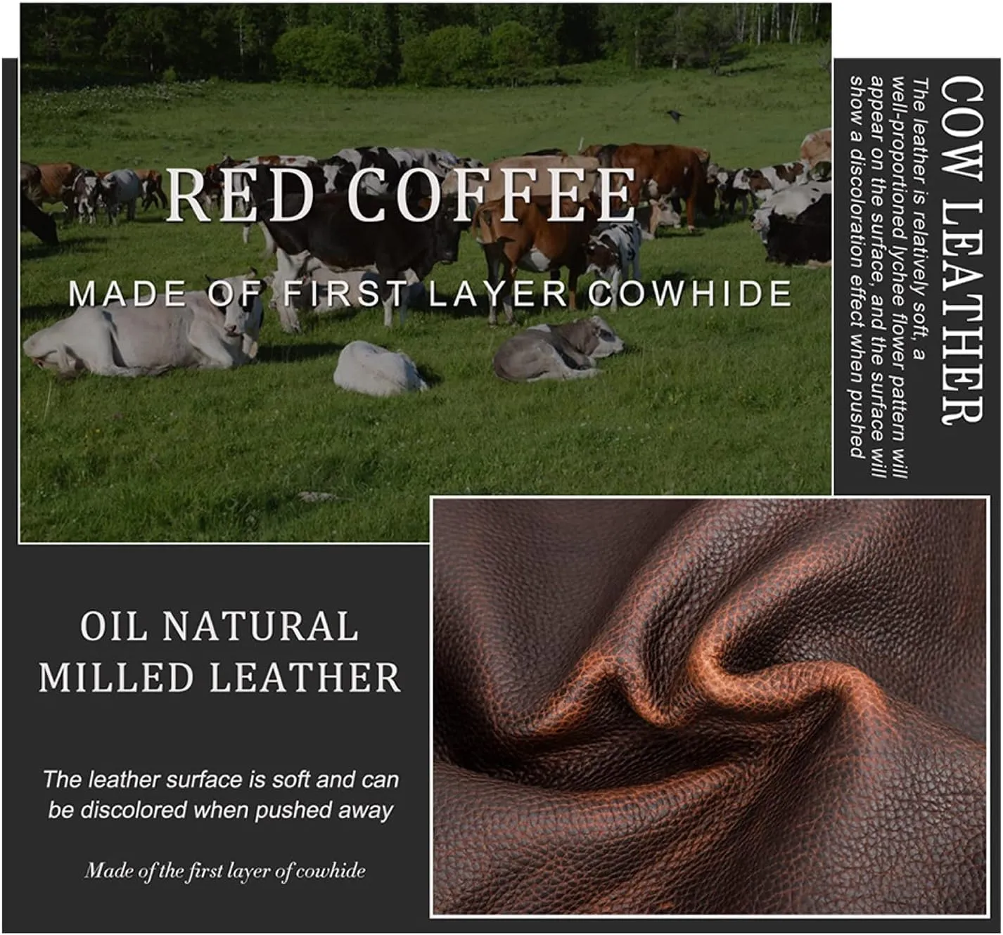 Top Grain Genuine Leather Clutch Wallet for Man & Woman, Handmade Retro Design, Combination Lock & Retractable Strap & Multi Pockets/Slots, Portable RFID for Cards/Checks/Phone/Banknote, Red Coffee