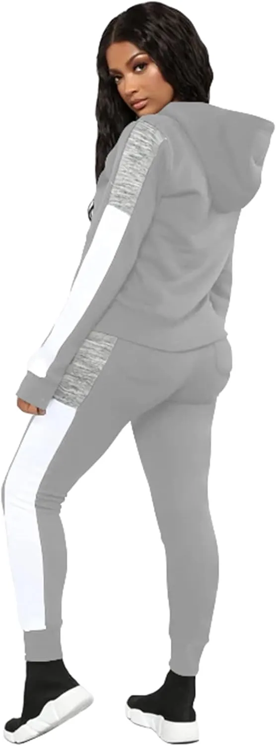 TOPSRANI Womens Two Piece Outfits Casual Sweatsuits Solid Tracksuit Jogging Sweat Suits Matching Jogger Hoodie Pants Set