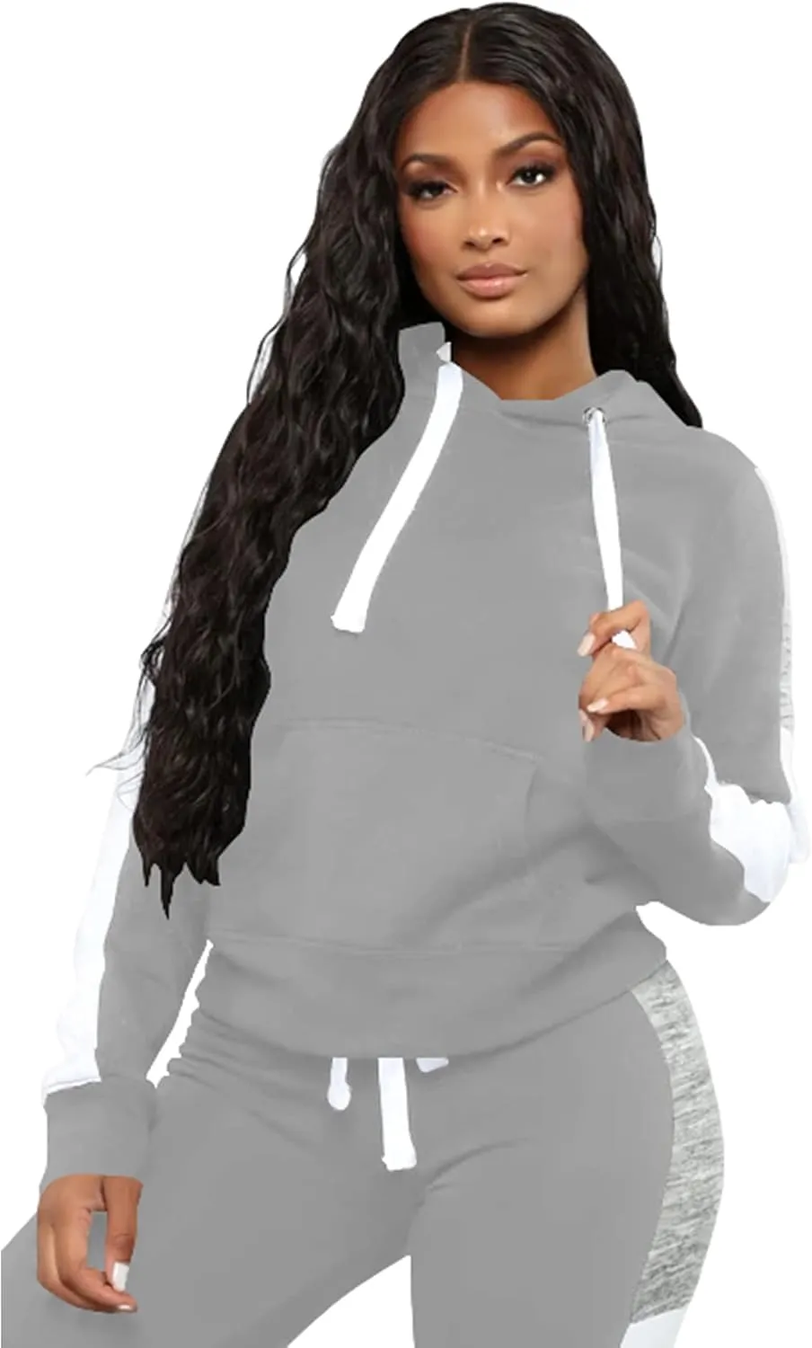 TOPSRANI Womens Two Piece Outfits Casual Sweatsuits Solid Tracksuit Jogging Sweat Suits Matching Jogger Hoodie Pants Set