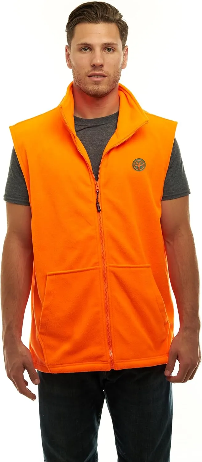 TrailCrest by Treel Men's Fleece Safety Blaze Orange High Visibility Hunting Vest
