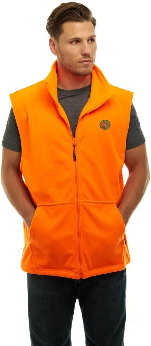 TrailCrest by Treel Men's Fleece Safety Blaze Orange High Visibility Hunting Vest