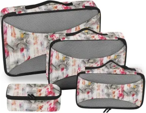Travel Cubes for Packing 4 Set Luggage Organizers for Suitcase Packing Cubes Travel Pcking Cubes Watercolor