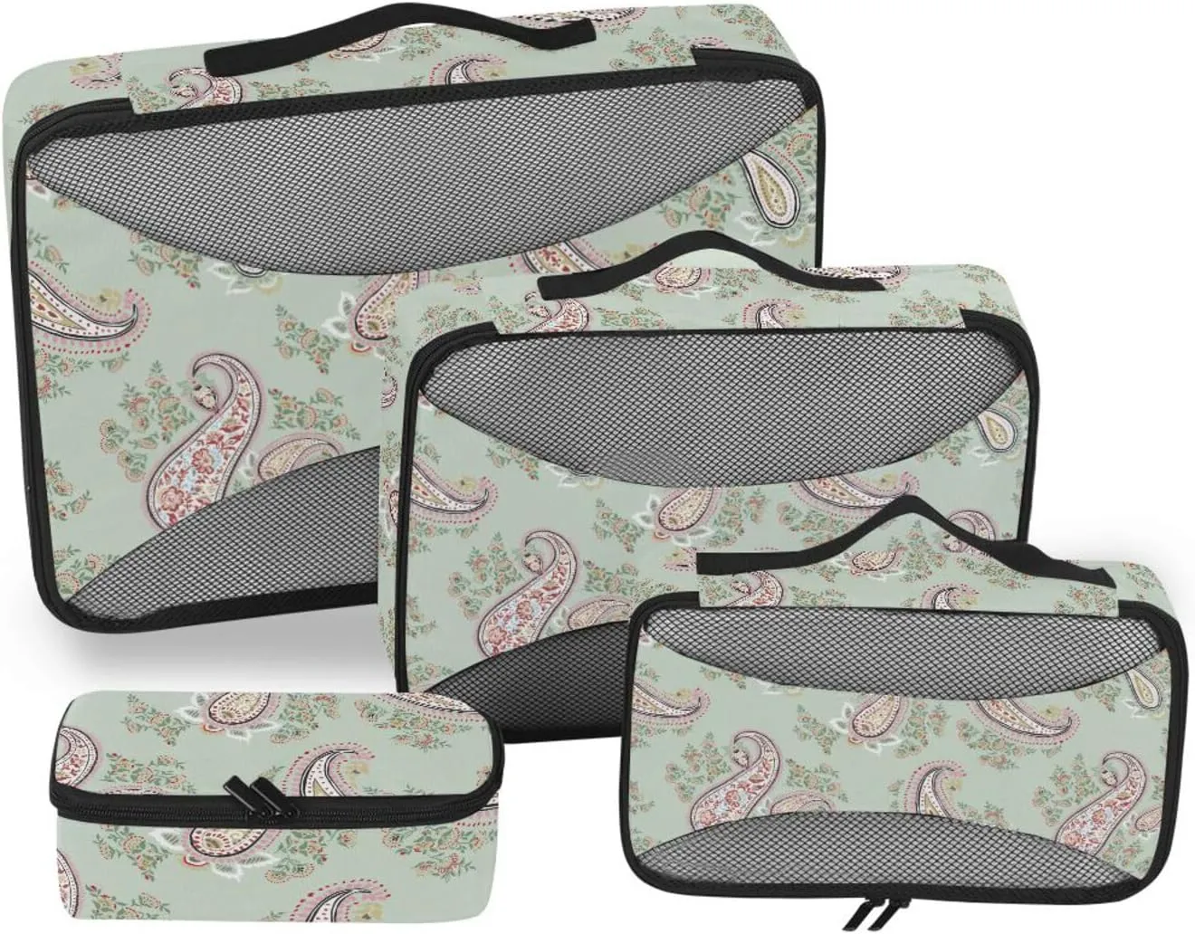 Travel Cubes for Packing 4 Set Luggage Packing Cubes Suitcase Cubes Packing Cubea Paisley on Khaki