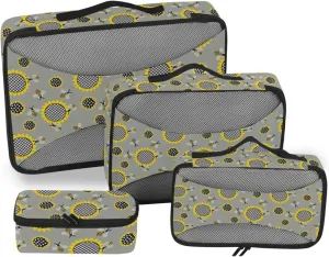 Travel Cubes for Packing 4 Set Luggage Packing Cubes Suitcase Organizers Packimg Cubes Bees and Sunflower