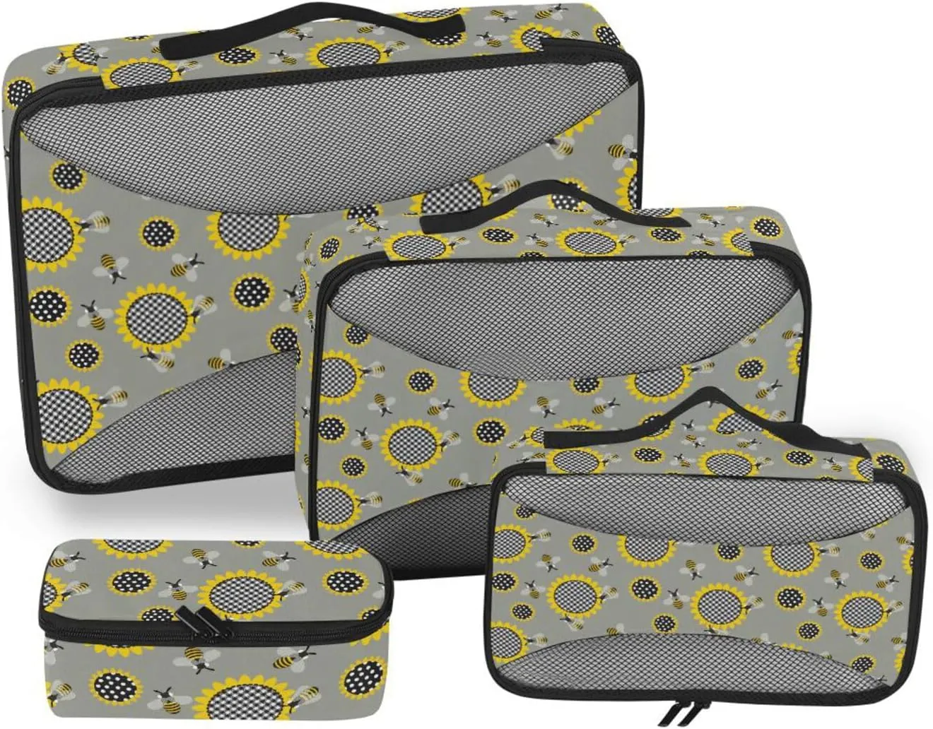 Travel Cubes for Packing 4 Set Luggage Packing Cubes Suitcase Organizers Packimg Cubes Bees and Sunflower