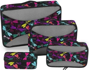Travel Cubes for Packing Set of 4 Luggage Bags Organizers Packing Cubes for Luggage Packing Cubed Colored Butterfly